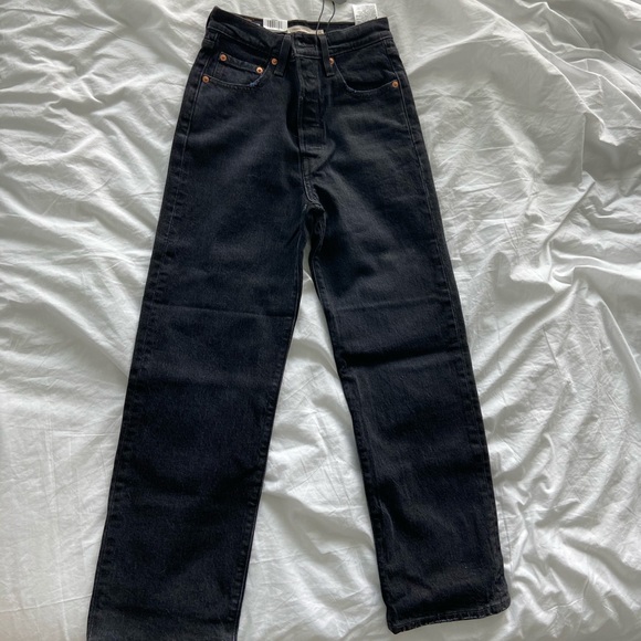 Black Ribcage High Rise Jeans - Picture 1 of 6